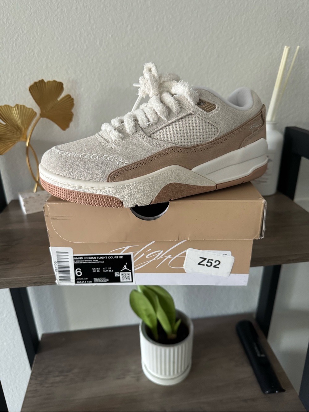 Jordan low-top sneakers in cream & tan